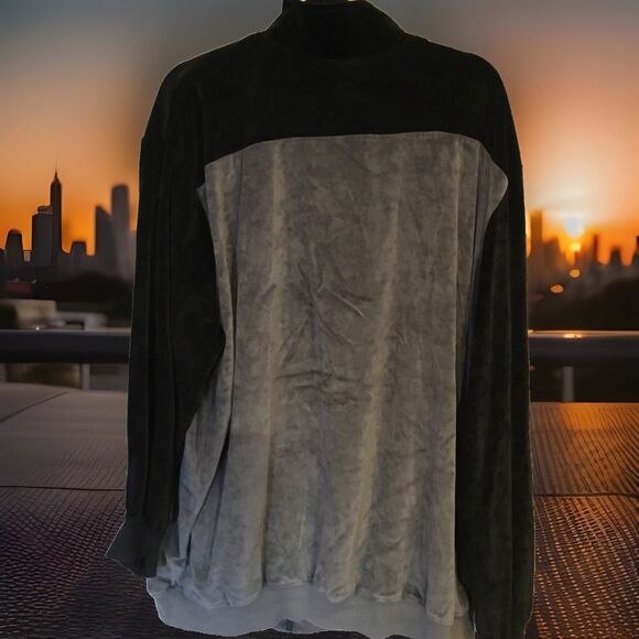 BIG & TALL King Size Velour Tracksuit Sweatsuit Set Black/Grey 2XLT GUC - Picture 6 of 11